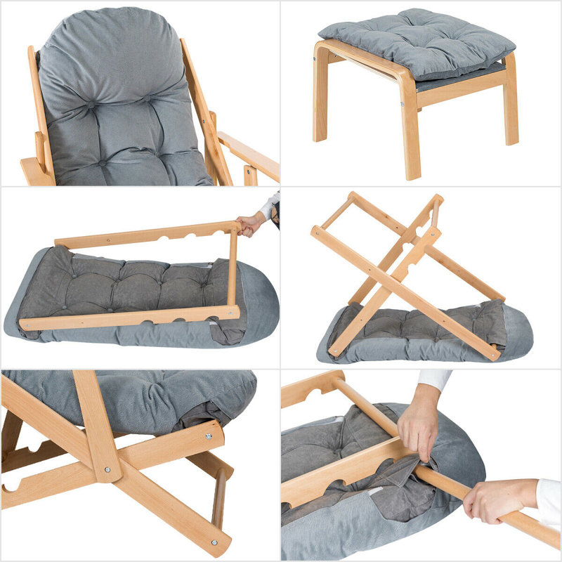 Bosco Wood Outdoor Lounge Chair with Ottoman