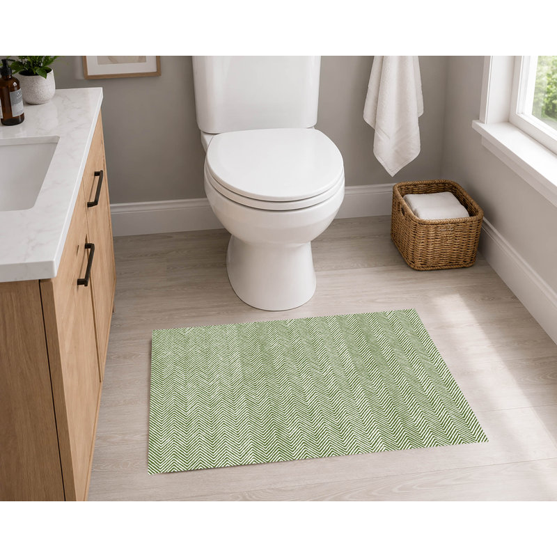 Tapis de toilette rectangulaire antidérapant à chevrons, 34" W x 21" L, Dusty Rose