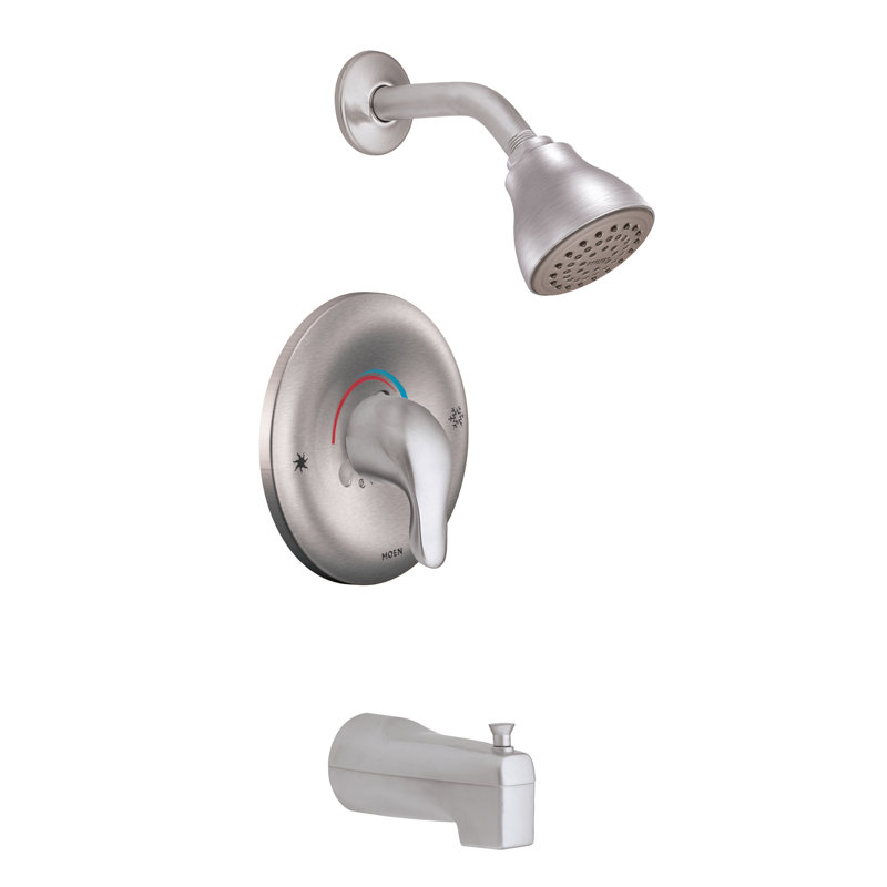 Robinet de baignoire et douche à poignée levier Chateau Eco-Performance, Chrome brossé
