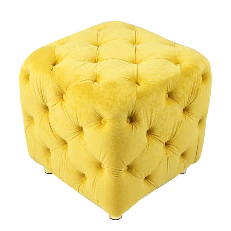 Yellow Velvet Comfortable Side - Adds Relaxation To Any Space Concealed Storage Hides Your Belongings, Yellow
