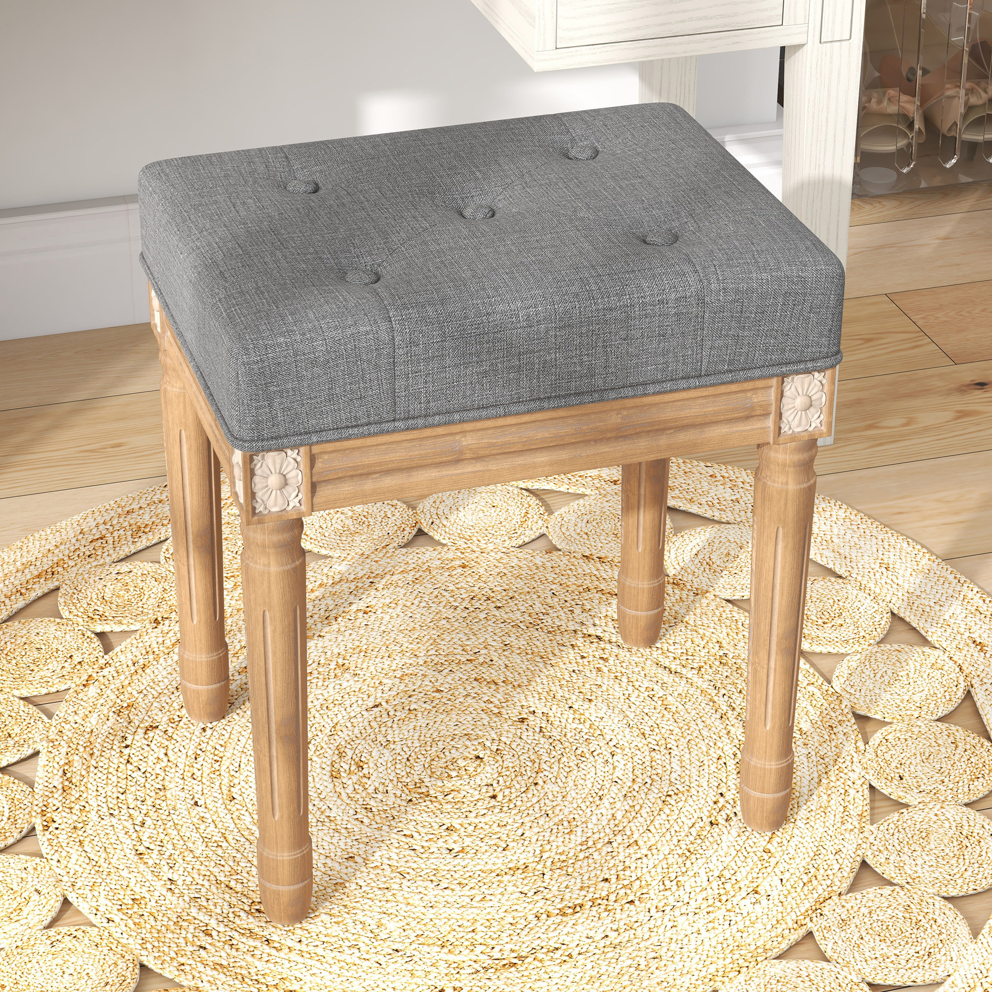 Lark Manor™ Ashawna Upholstered Accent Stool With Wood Legs For Dining ...