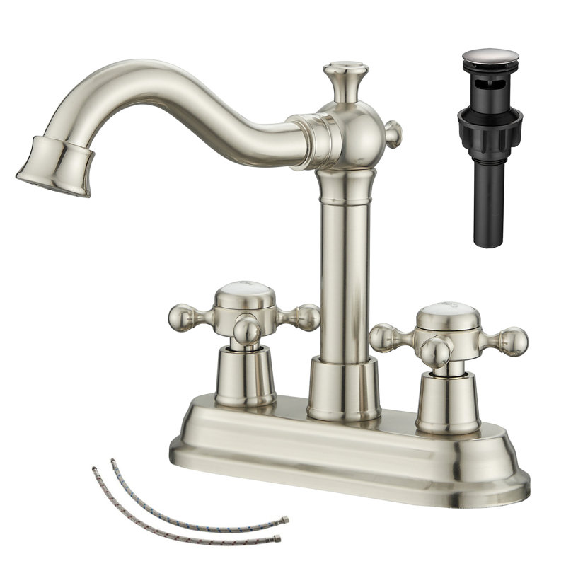 Centerset 4Inch Bathroom Sink Faucet With Drain Assemly, Brushed Nickel
