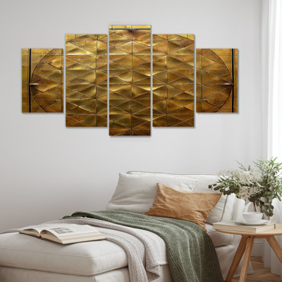 «Unity Flower Of Life Gold» - art mural géométrique 5 pièces