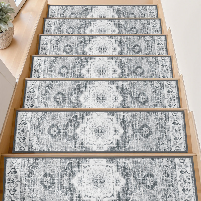 Tapis d'escalier intérieur antidérapant (ensemble de 15), Brun / beige