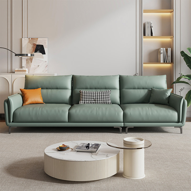Canapé modulaire vert en cuir véritable, Vert