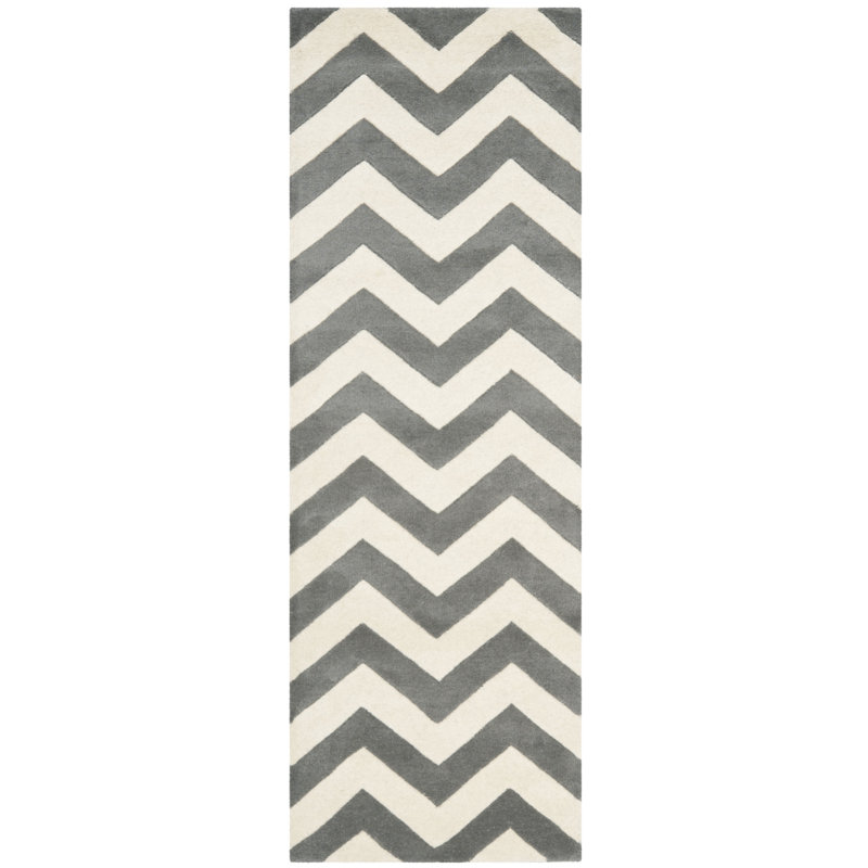 Teresita Hand Tufted Wool Chevron Rug, Runner 2'3" x 9'