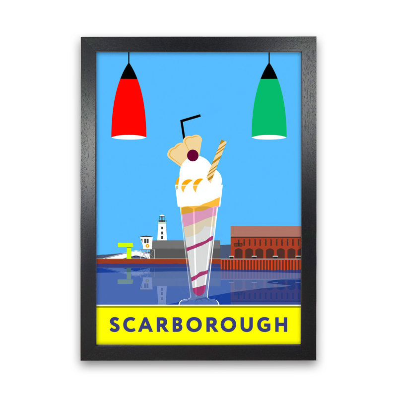 Icecream At Scarborough by Richard O'Neill - Print, 46cm H x 34cm W x 3cm D, Black Framed