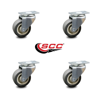 4 Piece Swivel Caster Set with Non-Marking Floor Safe Thermoplastic Rubber