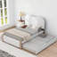 Lit plateforme simple tapissier avec pieds de support en bois et lit gigogne simple