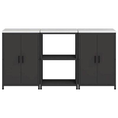  Kitchen Storage Set With Shelf 3 Pcs Black 180 X 50 X 92 Cm