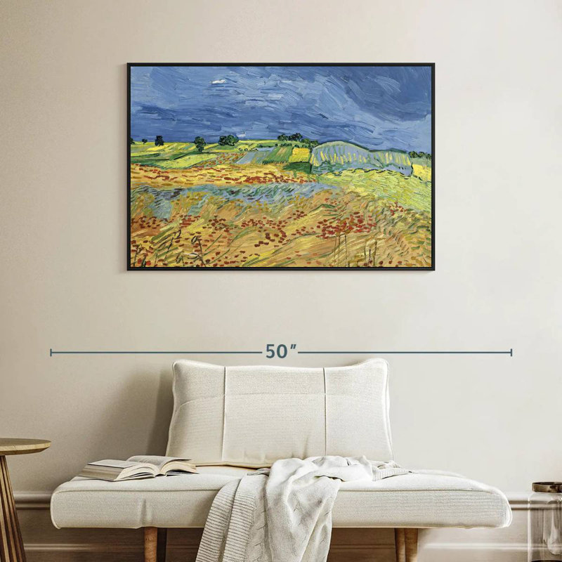 Les champs, Cadre flottant noir, 40 po x 27 po