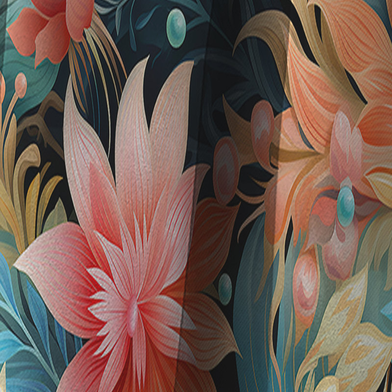 Corail illusion motif tropical IV - Rideau floral - Rideau occultant floral - 1 panneau, L 52 po x L 90 po