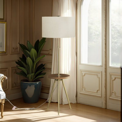 Lampe sur pied 63 po, métal doré