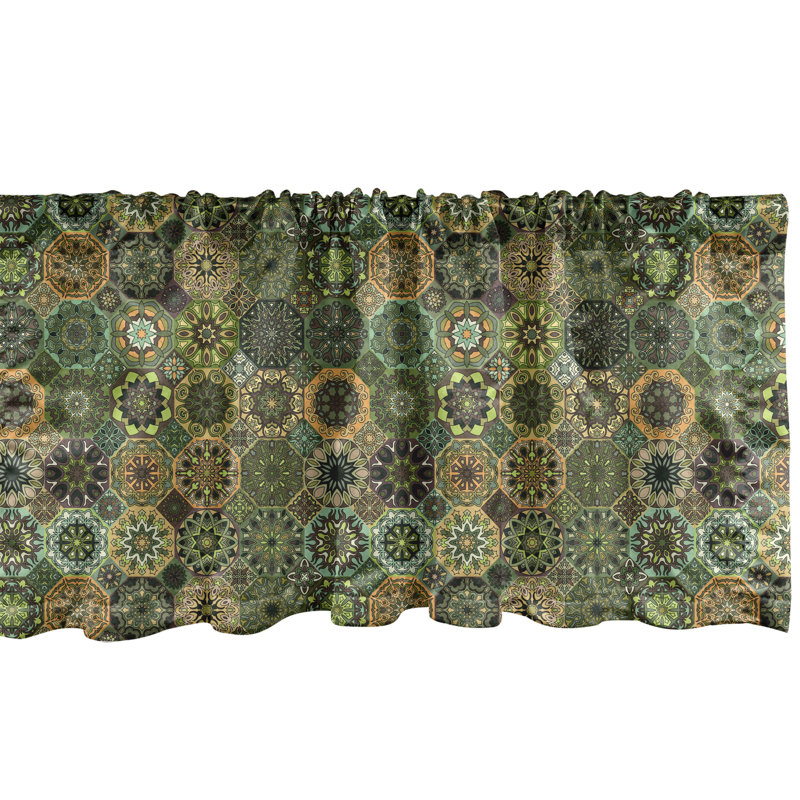 Sateen Geometric Ruffled Window Valance