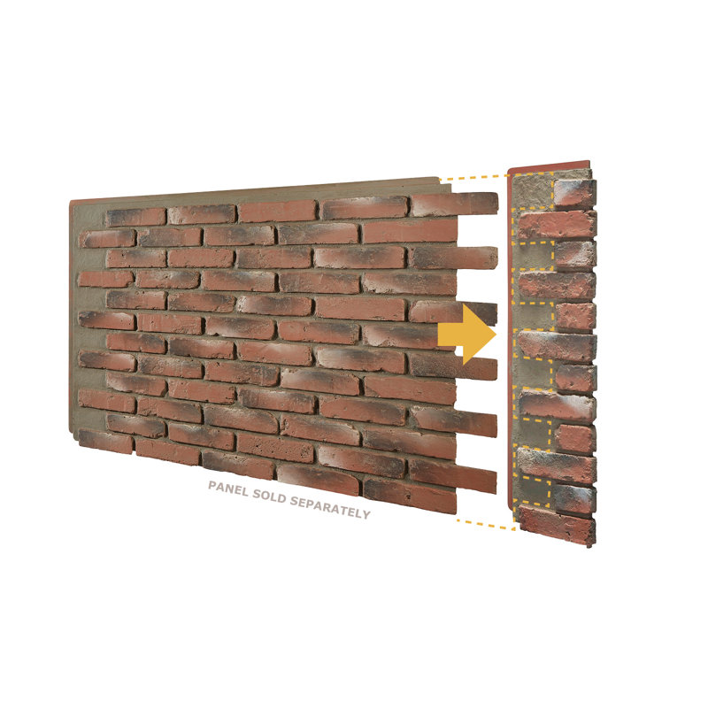 Chicago Wall Interlocking Right Endcap, Antique Brick