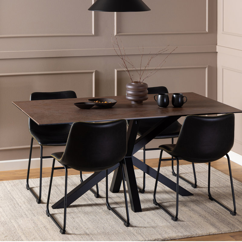 Metal Base Dining Table, Brown