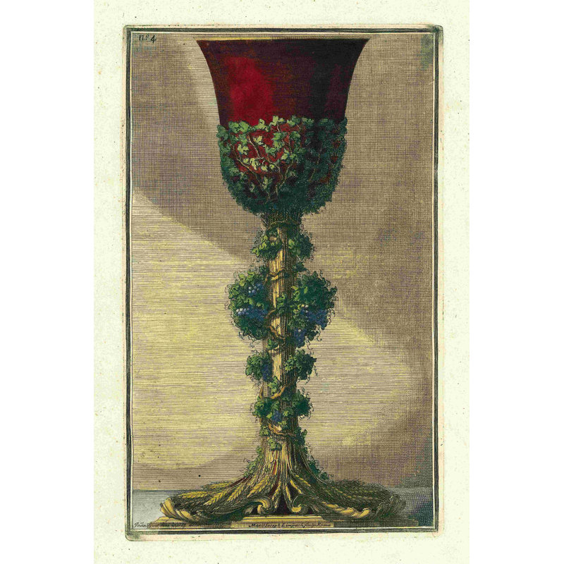 Verre à pied rouge I, H 18 po x l 12 po