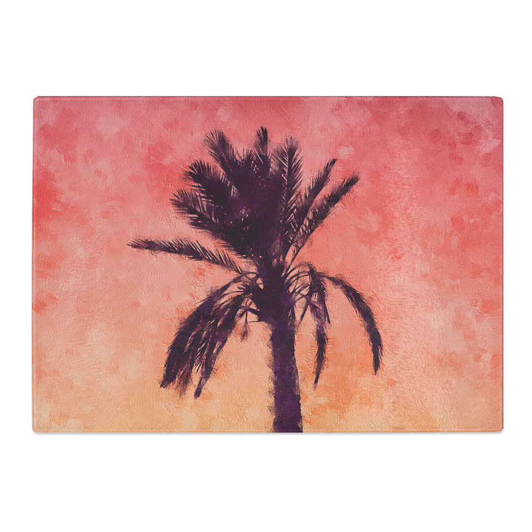 Tempered Glass Summertime Palm Tree Chopping Board