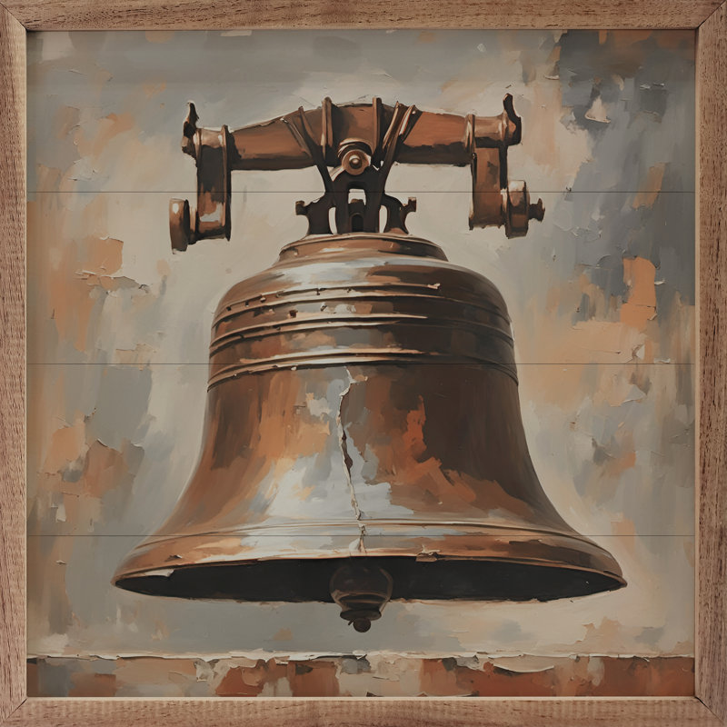 Liberty Bell encadré sur bois, H 8 po x l 8 po