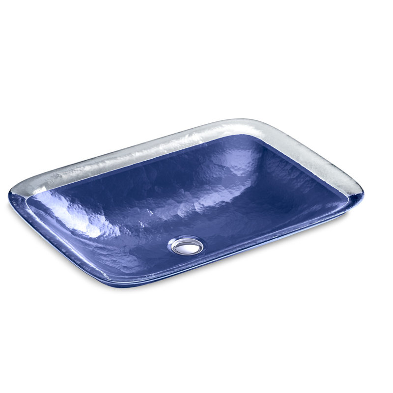 Kohler Inia, Artist Editions Rectangle Glass Wading Pool Bathroom Sink, Opaque Sapphire