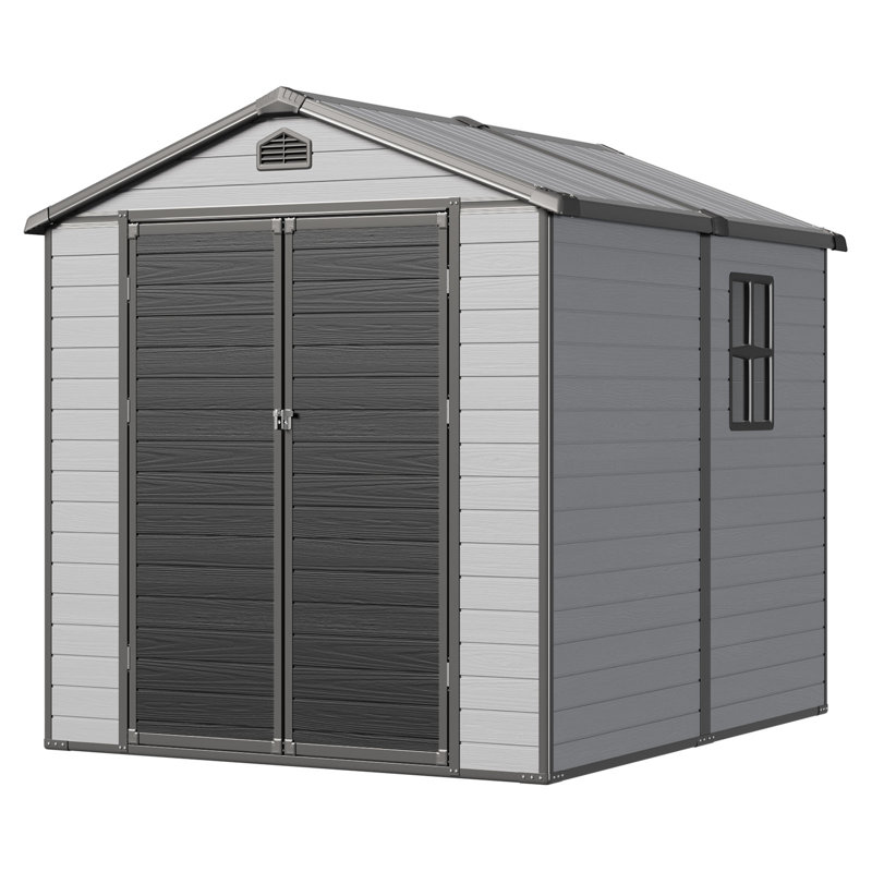 6 ft. W x 8 ft. D Resin Outdoor Storage Shed With Window, Light Grey