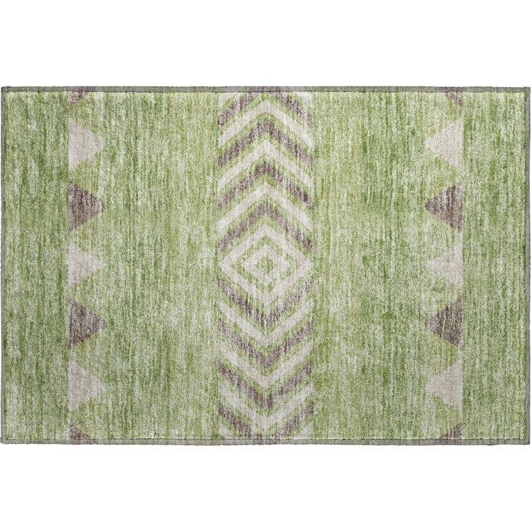 Premium Machine Washable Prisco Green Rug