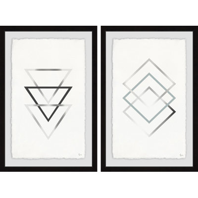 «Three contre Three Diptych» par Eyre Tarney - ensemble de 2 reproductions d'art encadrées