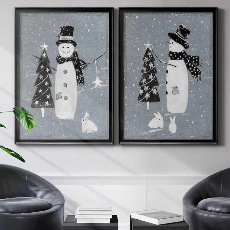 «Snowman Galvanized I», ensemble de 2 reproductions, Pas de tapis, H 31,5 po x l 47 po x P 1,5 po