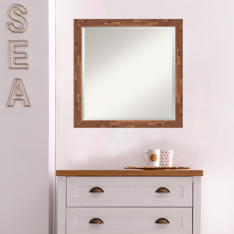 Miroir décoratif biseauté Hookstown, Brun patiné, 22,5 po x 22,5 po