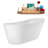 67" Streamline Soaking Glossy White Freestanding Tub and Tray With Internal Drain-101413028
