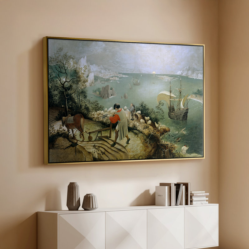 Paysage avec la chute d'Icarus, v. 1560 - Toile tendue avec châssis Peter Bruegel l'Ancien, 26 x 40, Doré