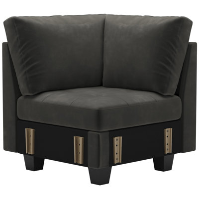 Shavera Velvet Armless Chair, Corner Seat Module For Modular Sectional Corner Sofa by Mercer41