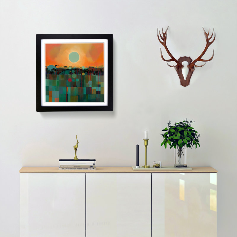 Art Deco Sunset Color Field - Framed Print, Black