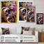 Fleurs abstraites ornées en mauve et or II - reproduction sur toile-81563291-81563287