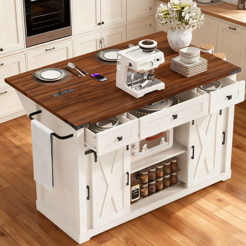 Îlot de cuisine avec rangement 58 po