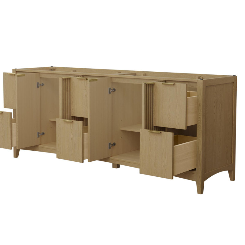 Base de meuble-lavabo double autoportante 83,25 po Palmilla seulement, Or brossé, Beige