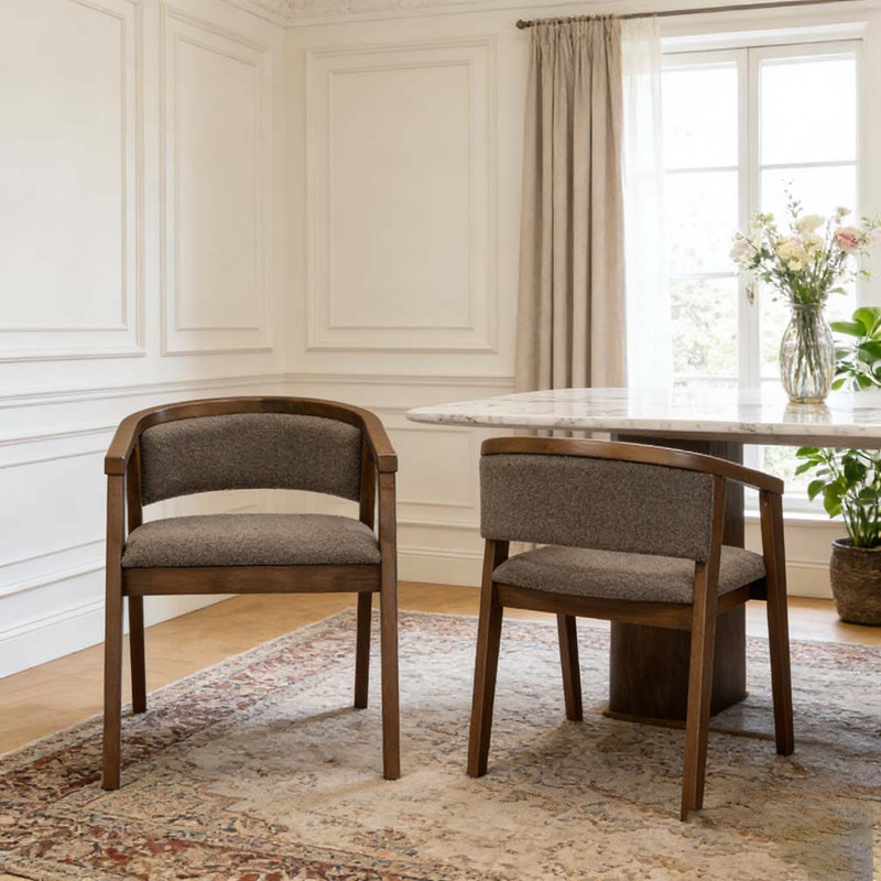 Chaise de salle à manger avec accoudoirs, Brun, noyer