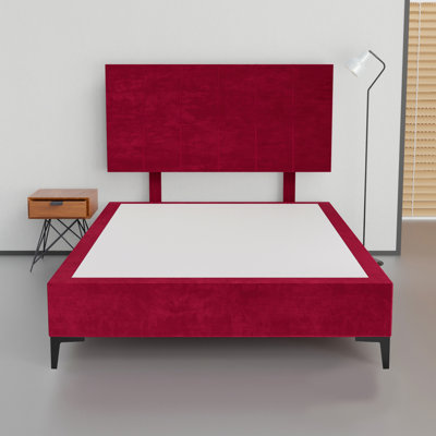 Structure de lit / sommier tapissier en bois de 15 po de qualité supérieure avec tête de lit, pieds en métal noir durables et élégants, options de couleurs multiples