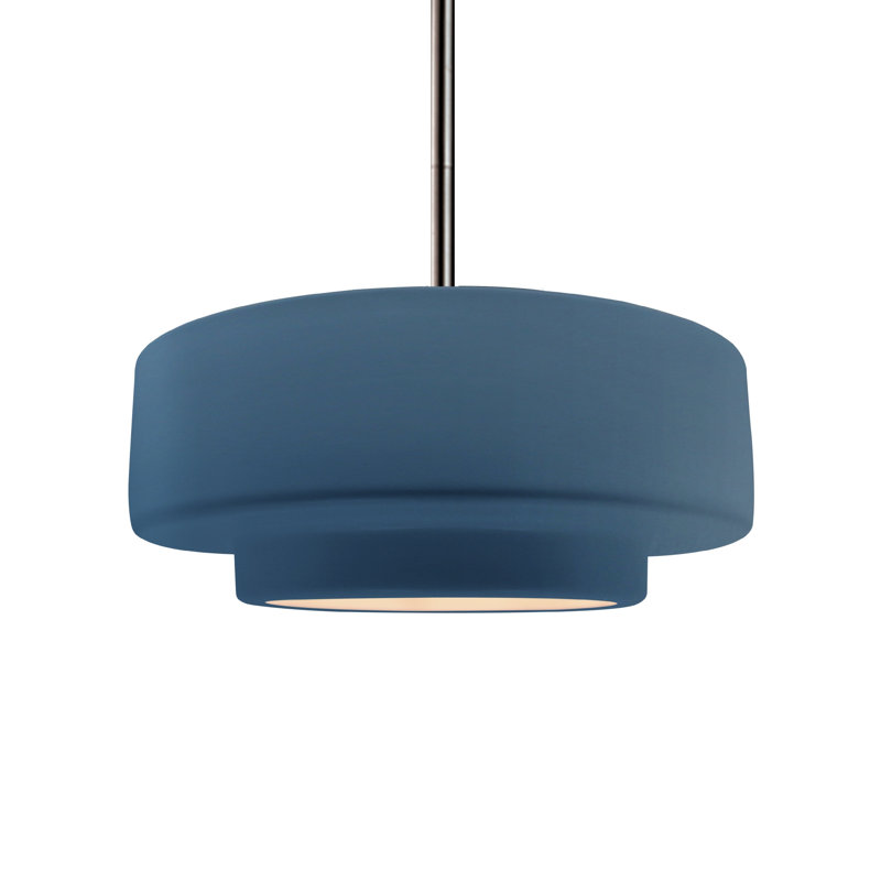 Luminaire suspendu à 1 lumière Meydan, Ciel à minuit / blanc mat, H 5,25 po x l 14,5 po x P 14,5 po, Nickel brossé