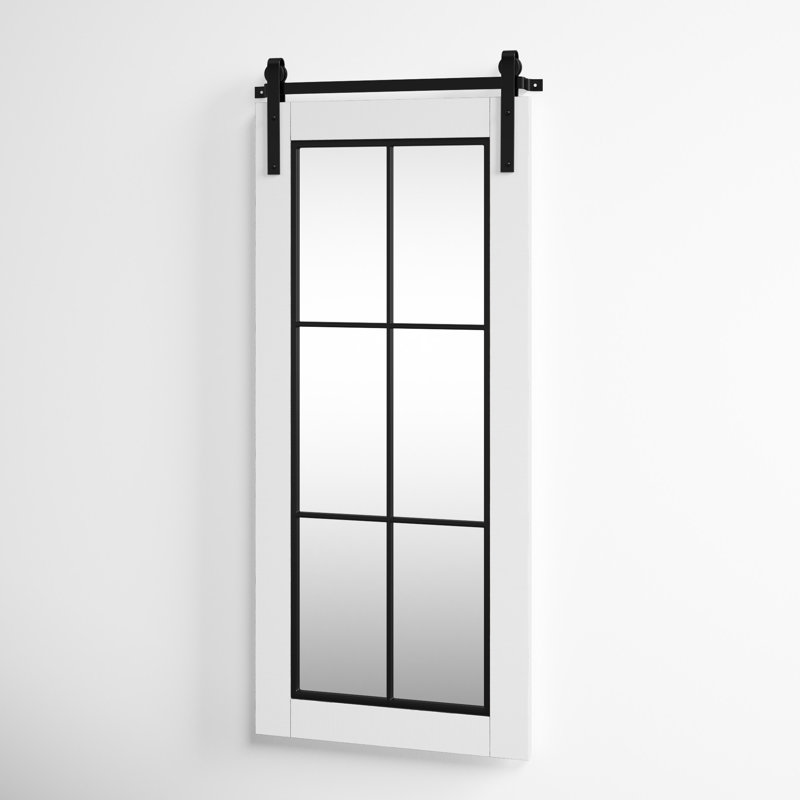 Enora Wood Rectangle Mirror, White, 43" x 18"