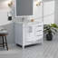 Meuble-lavabo décalé avec plateau en marbre de Carrare et miroirs-601739178