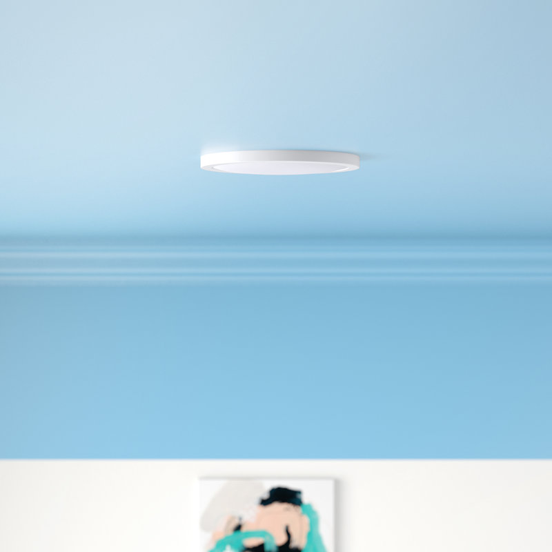 Wicksham LED Flush Mount, White, 0.5" H x 7" W x 7" D