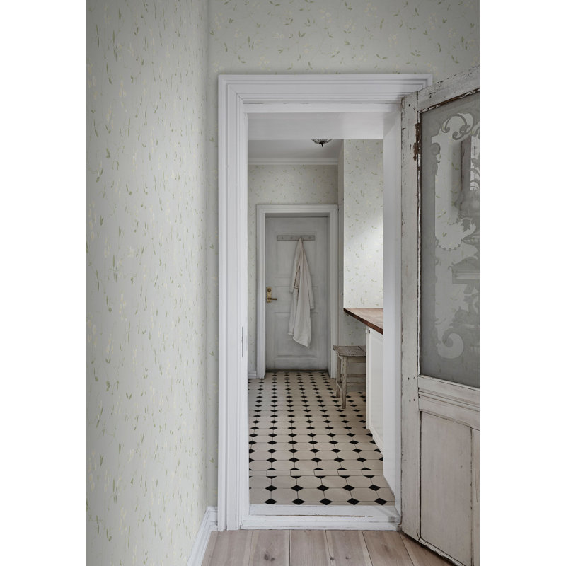 Arv Floral Matte Wallpaper Roll, Light Blue