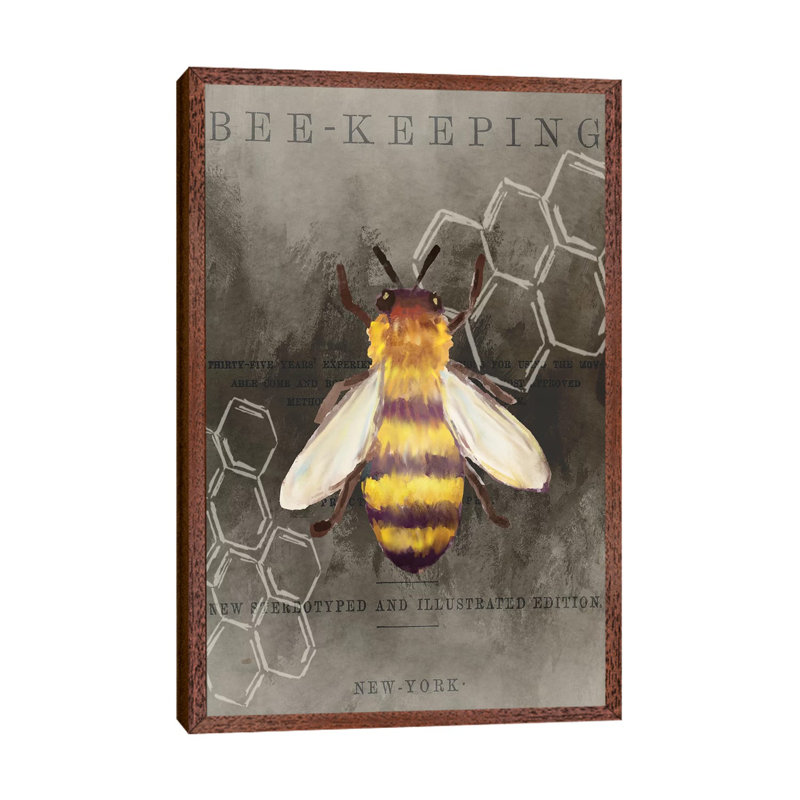 Bee Charmer I by Kimberly Allen - Print on Canvas, 152.4cm H x 101.6cm W x 3.81cm D, Classic Brown Wood Framed