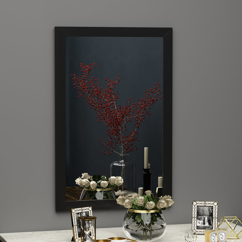 Elease Flat Wall Mirror, Black