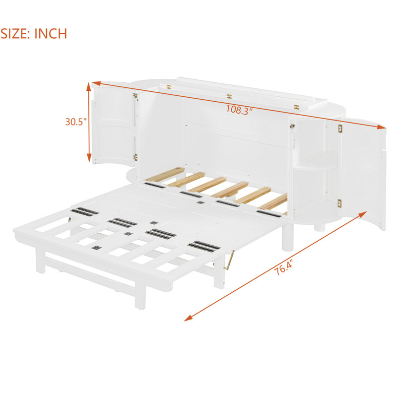 Space-saving Full Murphy Bed With Hidden Storage And Modern Woven Design