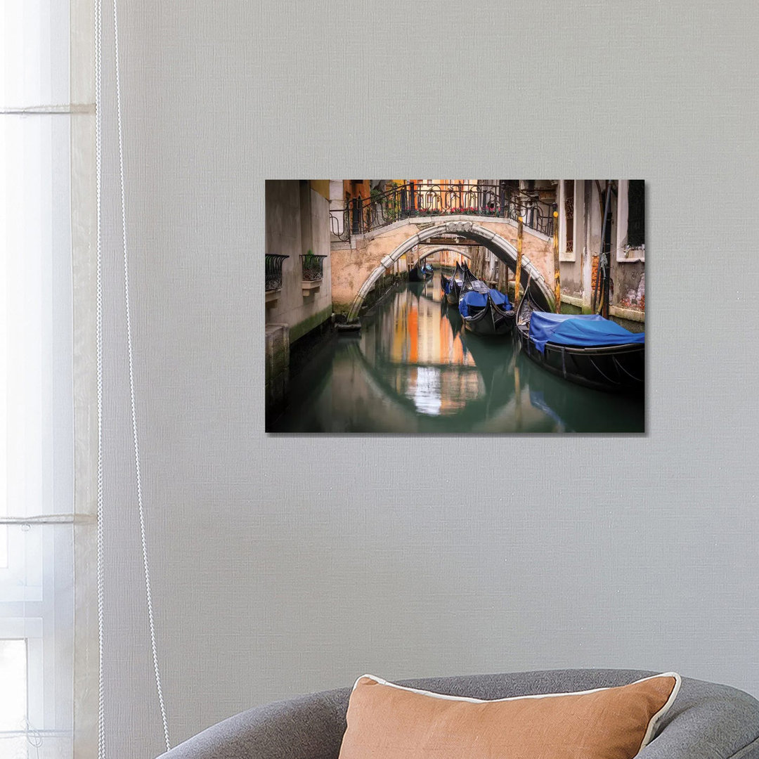 Europe, Italy, Venice. Canal With Gondolas And Bridges. by Jaynes Gallery - Wrapped Canvas Print