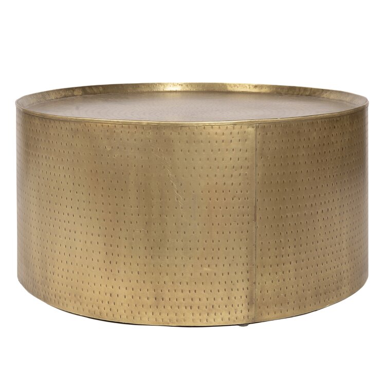 Bergelmir Drum Coffee Table - Distressed Gold