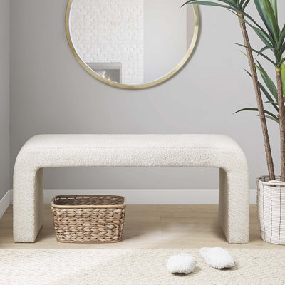 Boucle Waterfall Bench Cream 42"W
