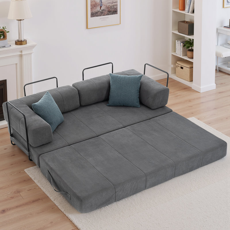 78.5" Convertible Sleeper Sofa Modular Floor Couch Foldable Funton - No Assembly Needed, Gray